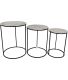 Set de 3 tables gigognes rondes en métal plateau aluminium