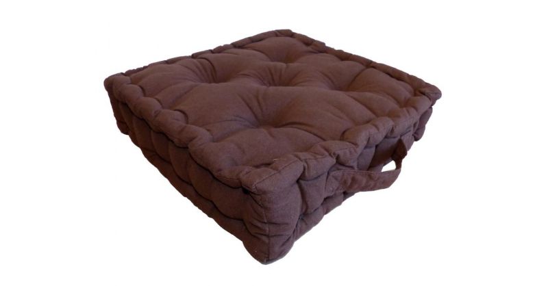 Coussin de sol Grand Format 100% Coton 60x60x15 cm CHOCOLAT