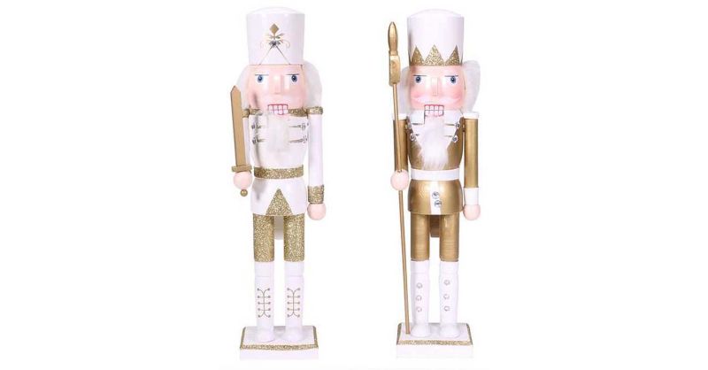 Set de 2 figurines en bois casse noisettes 35,5 cm