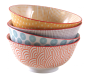 Bol en porcelaine motifs colorés (Lot de 4)