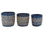 Cache-pots en jonc naturel et bleu (lot de 3) - AUB-5818