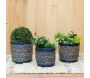 Cache-pots en jonc naturel et bleu (lot de 3) - AUBRY GASPARD