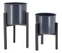 Cache-pots en métal noir Graph (Lot de 2)