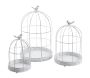 Set de 3 cages décoratives en métal antique blanc