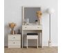 Ensemble coiffeuse avec miroir, petite commode et tabouret Nice - HANAH HOME