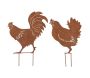 Décors de jardin en métal poule + coq (lot de 2)