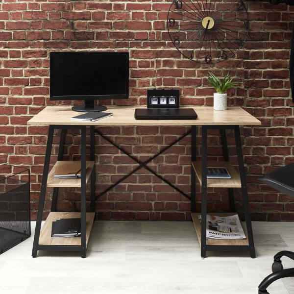Bureau ordinateur bois et métal pas cher pour bureau