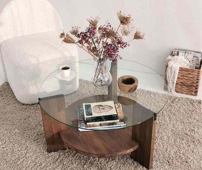 table-basse-verre-et-bois-de-noyer-design-ronde